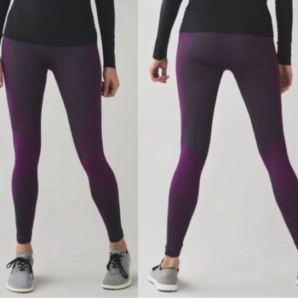 Lululemon About That Base Purple Geometric Ribbed Seamless
Leggings Sz 6 25” - Picture 3 of 10